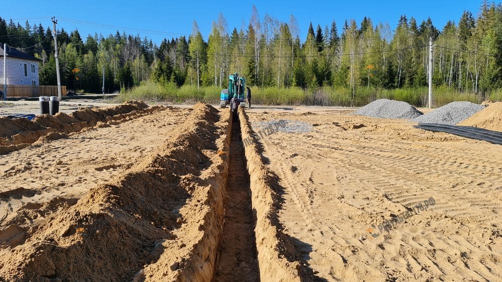 Выполнение работ по устройству траншей при дренаже участка под ключ по спб и ло