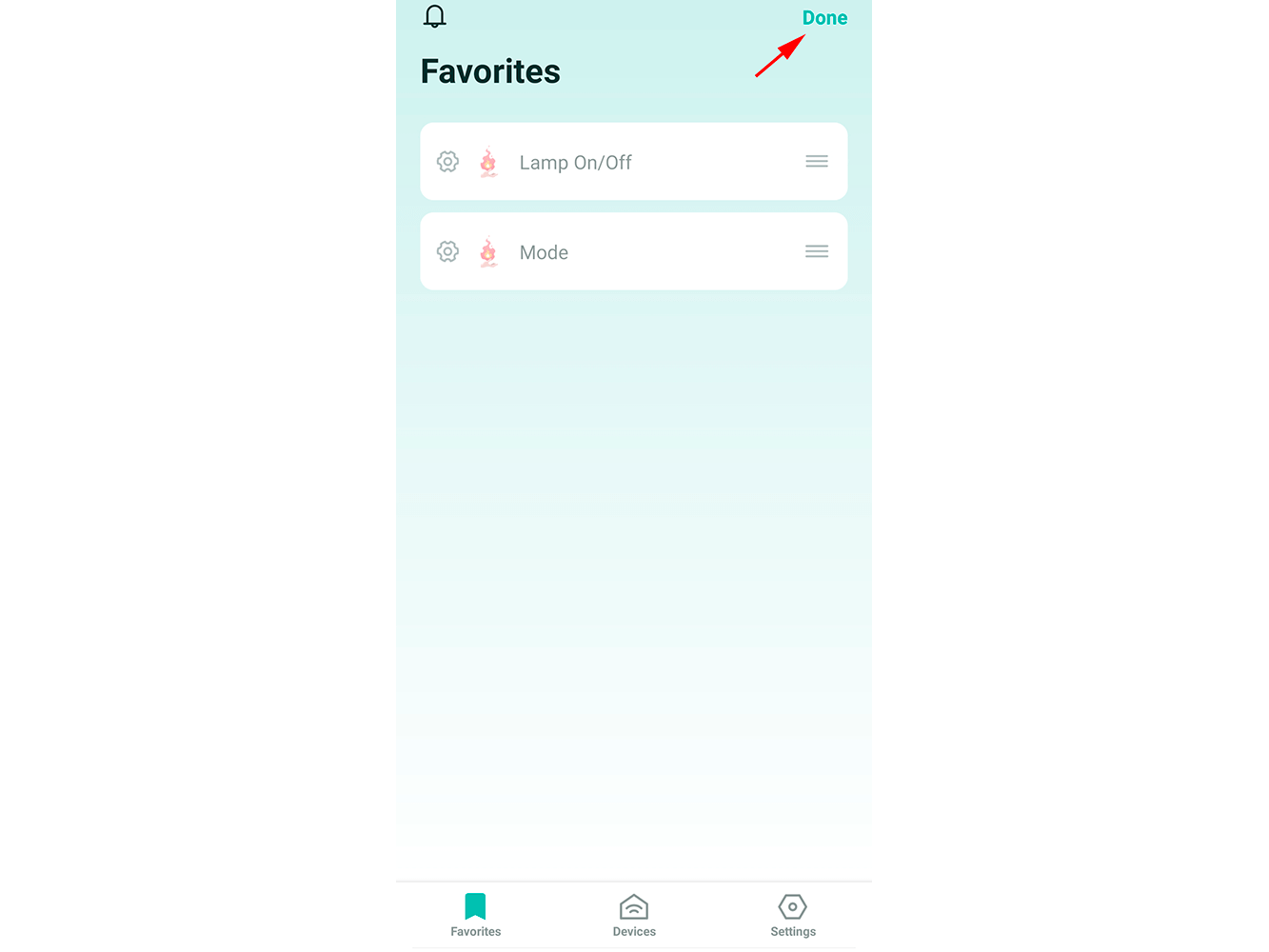 Removing a widget from favorites
