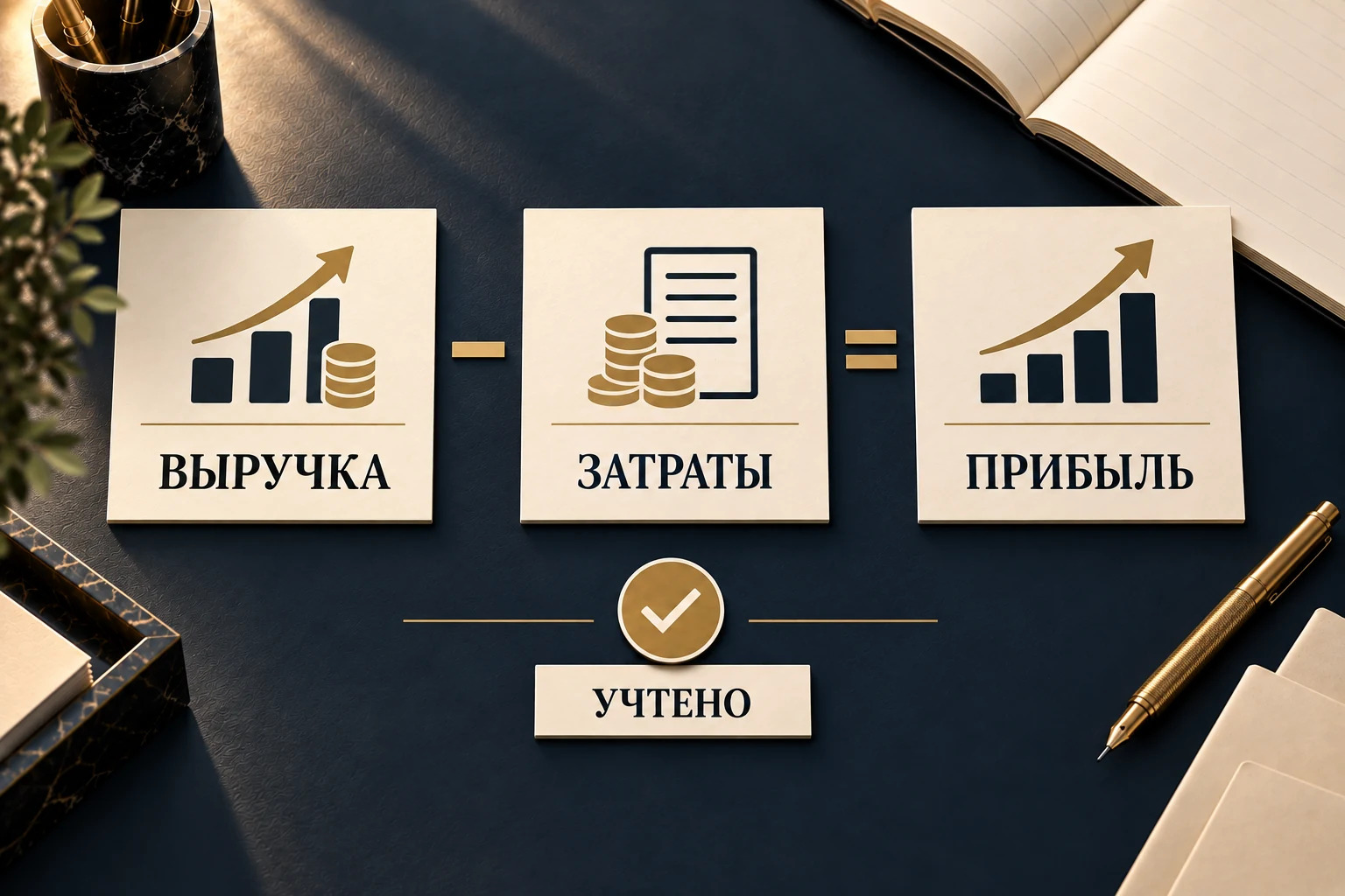 Концептуальная схема расчёта: ожидаемая выручка за вычетом затрат, с учётом выполненных заказов и принятых мер