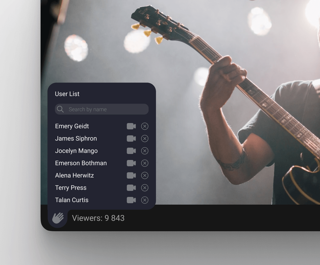 список зрителей и видео артистов