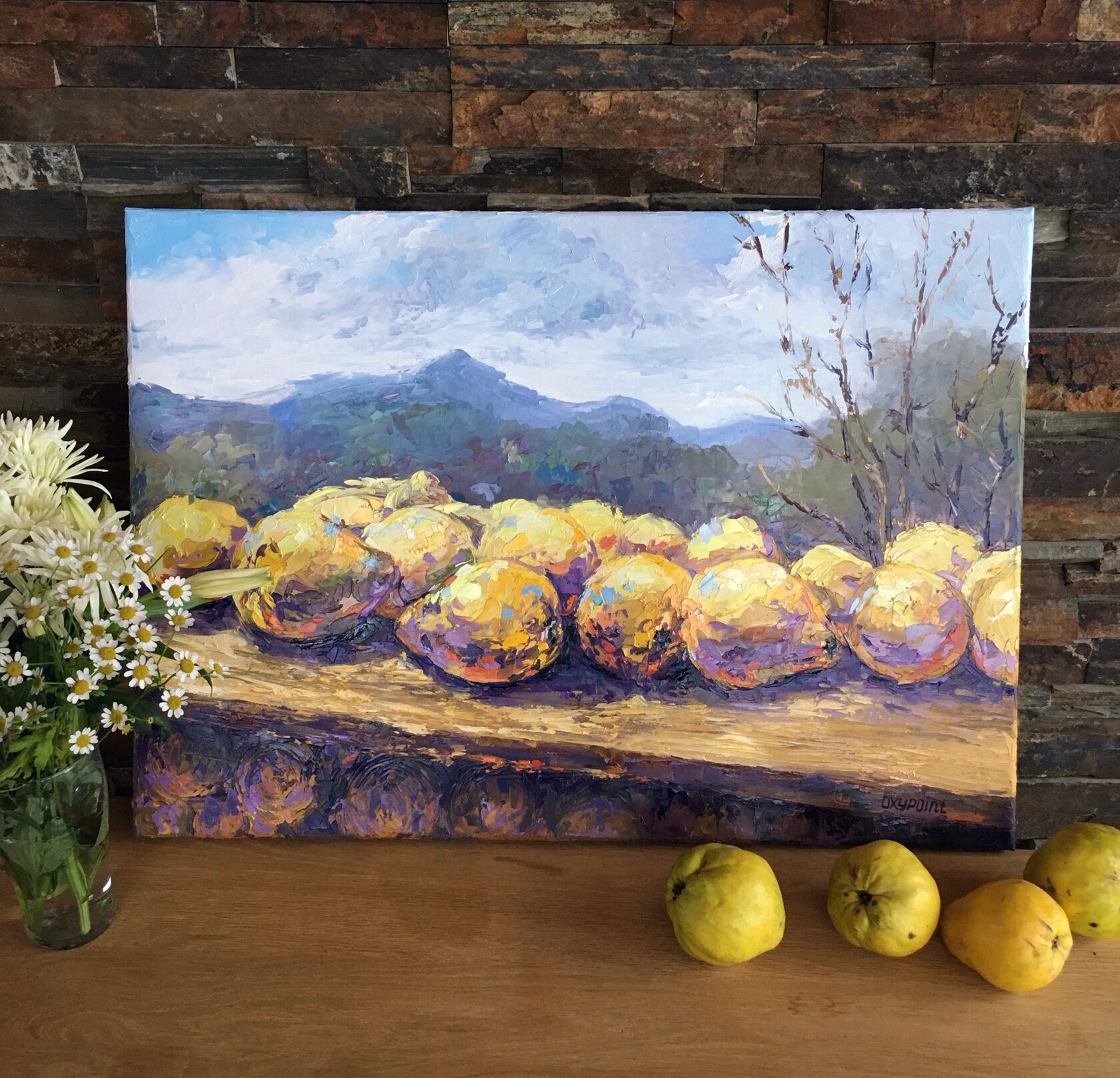 Quince oil painting