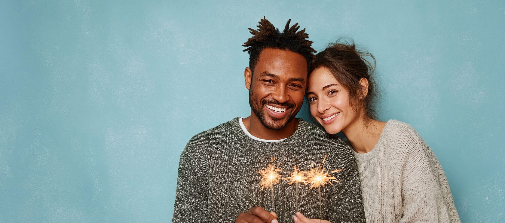 Couple holding sparklers — personalized song made just for them by ReadyMuse