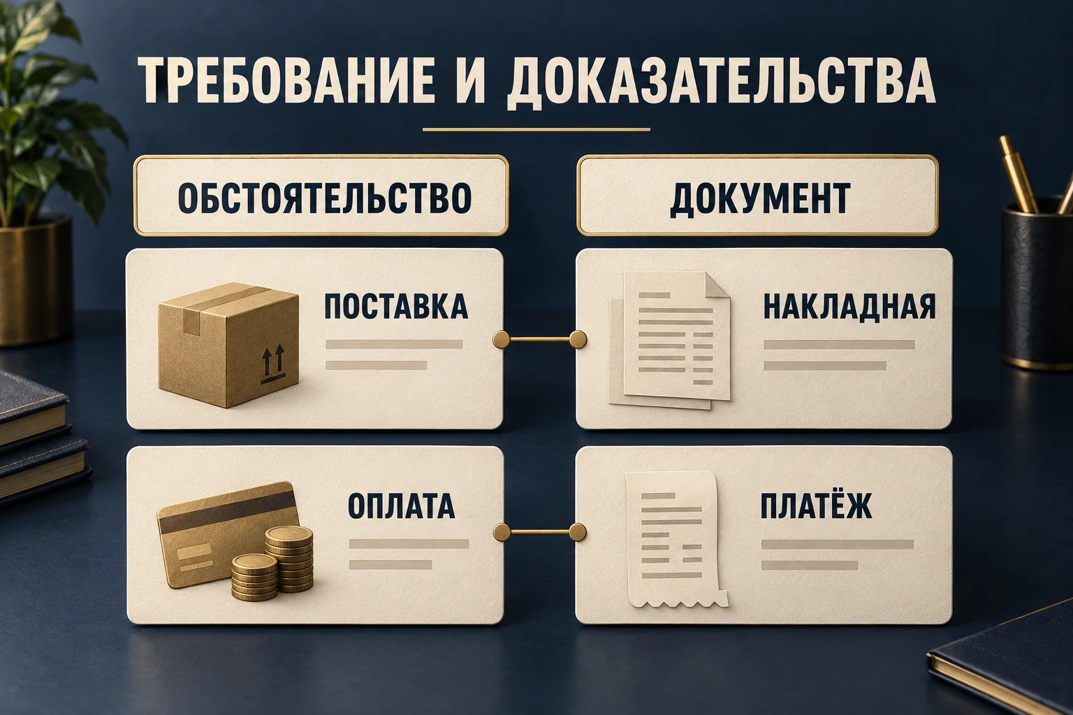 Концептуальная схема связи требований и возражений с подтверждающими документами