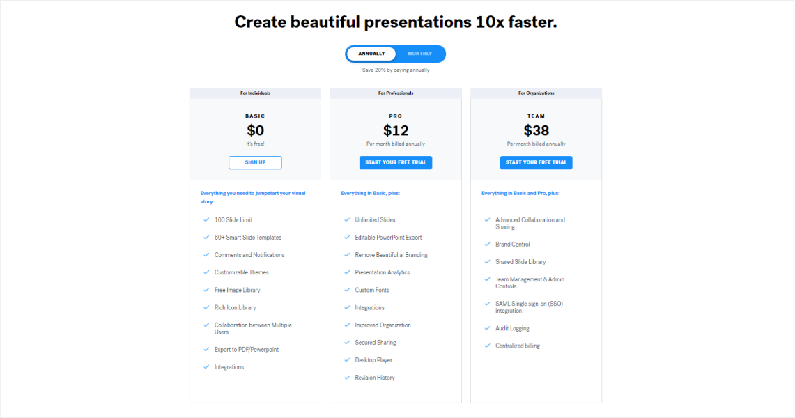 тарифы Beautiful.ai