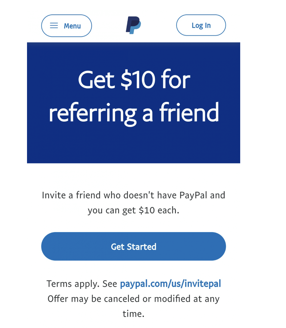 PayPal’s referral program