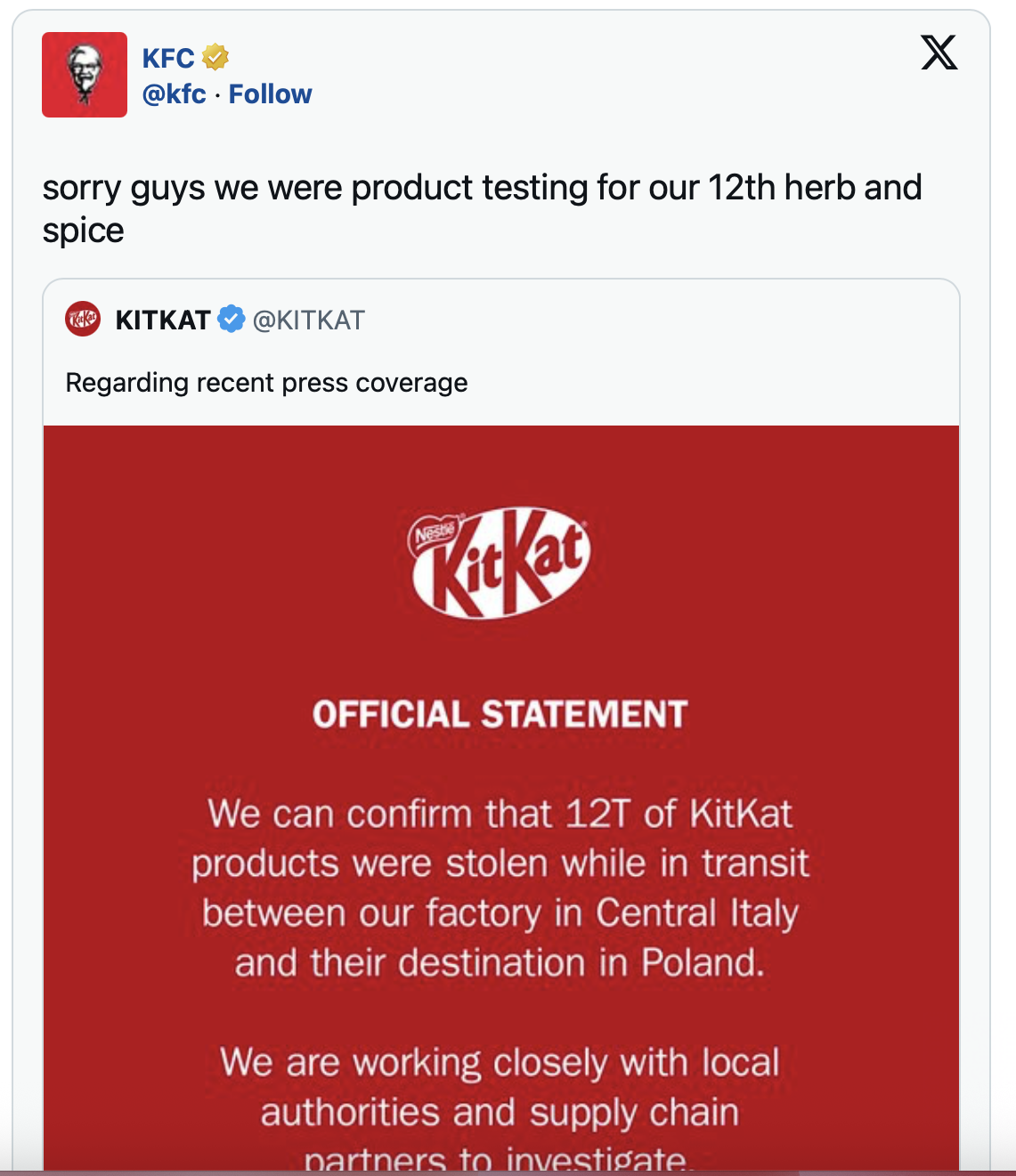 KFC kitkat meme
