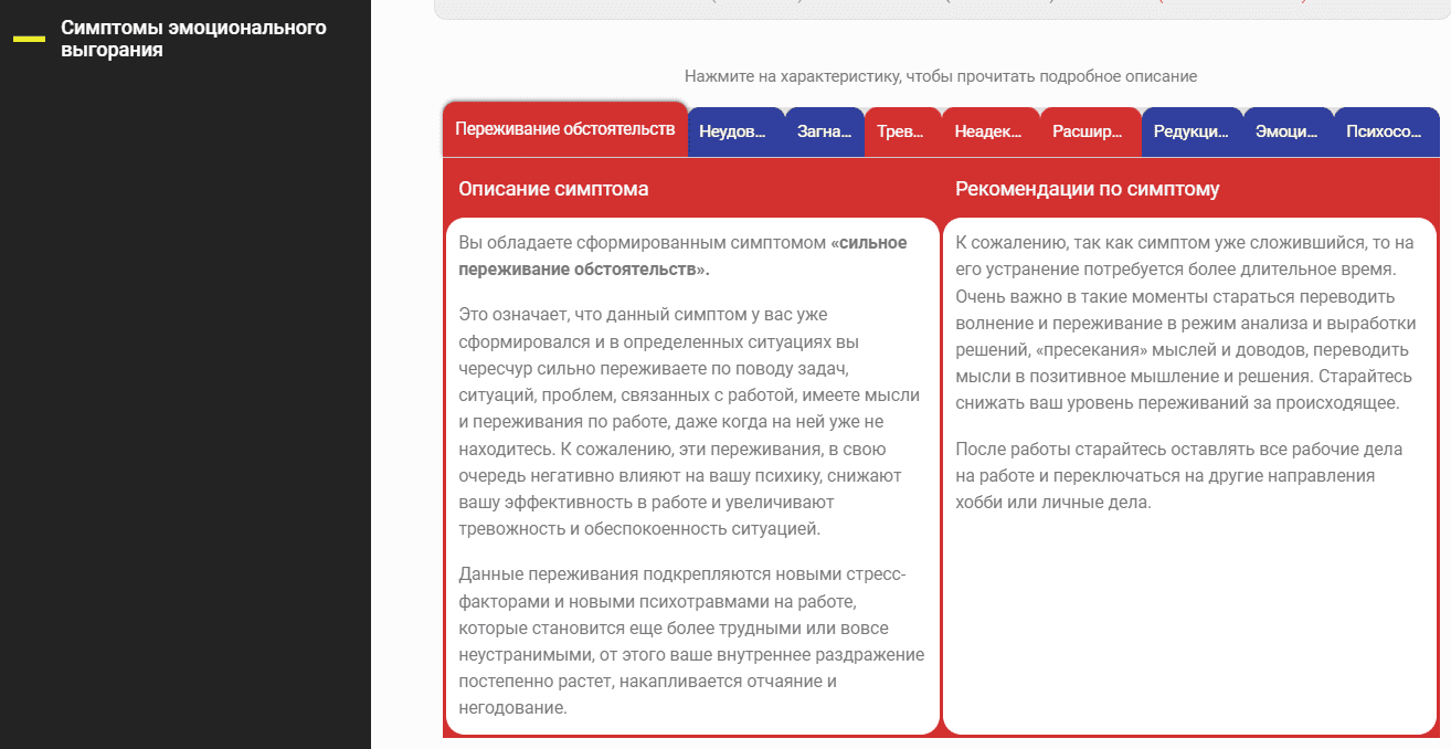 Выберите характеристику фазы напряжения профессионального выгорания