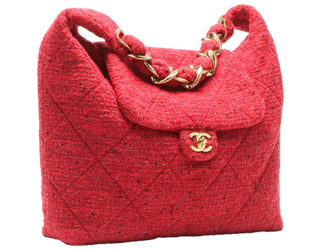 Chanel Red Tweed Maxi Hobo