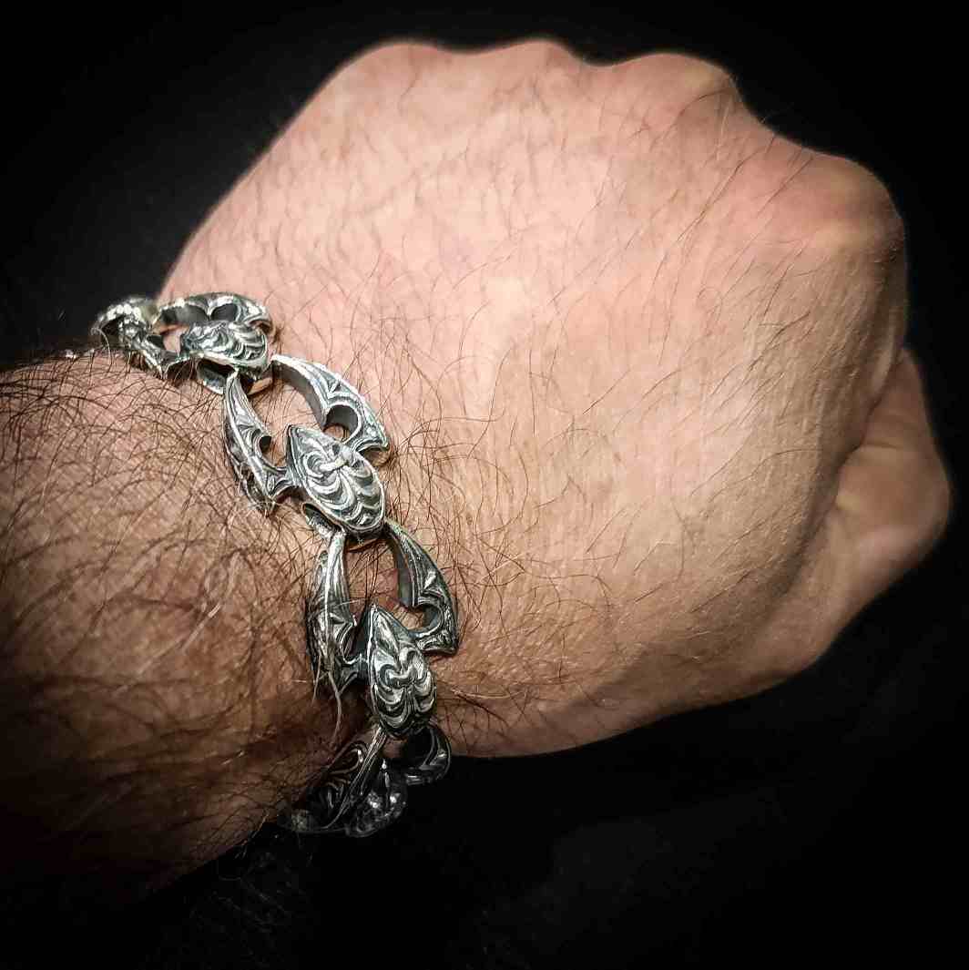 мужской браслет из серебра, браслет для мужчины, серебряный браслет.