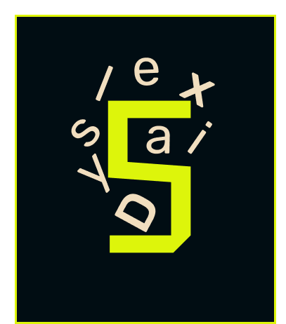 Надпись дислексия на английском с цифрой 5