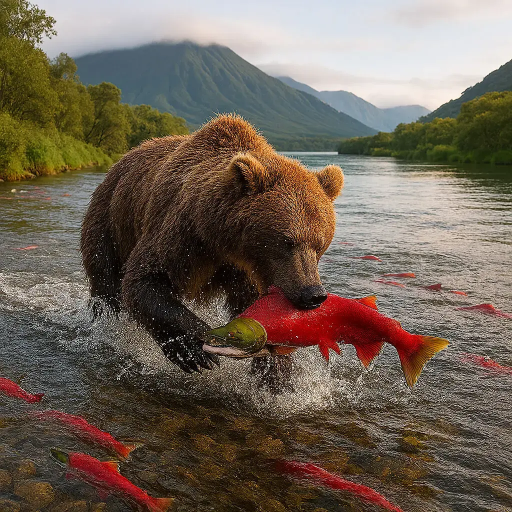 медведь на рыбалке камчатка