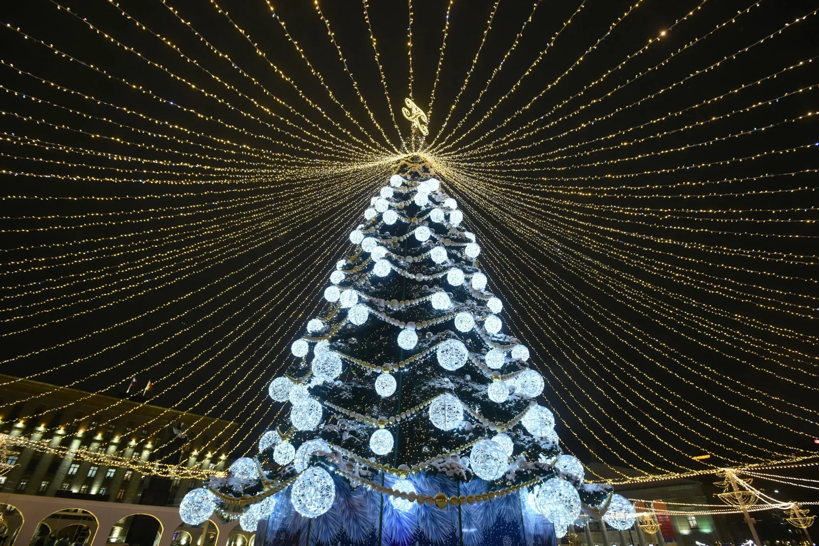 Площадь Ленина Воронеж новогодняя елка 2026, украшения и фотозоны