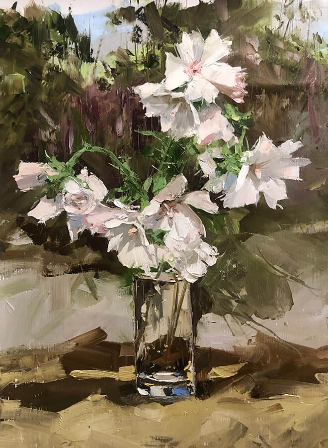 Hollyhock. 2020. Oil on canvas, 60x50 cm