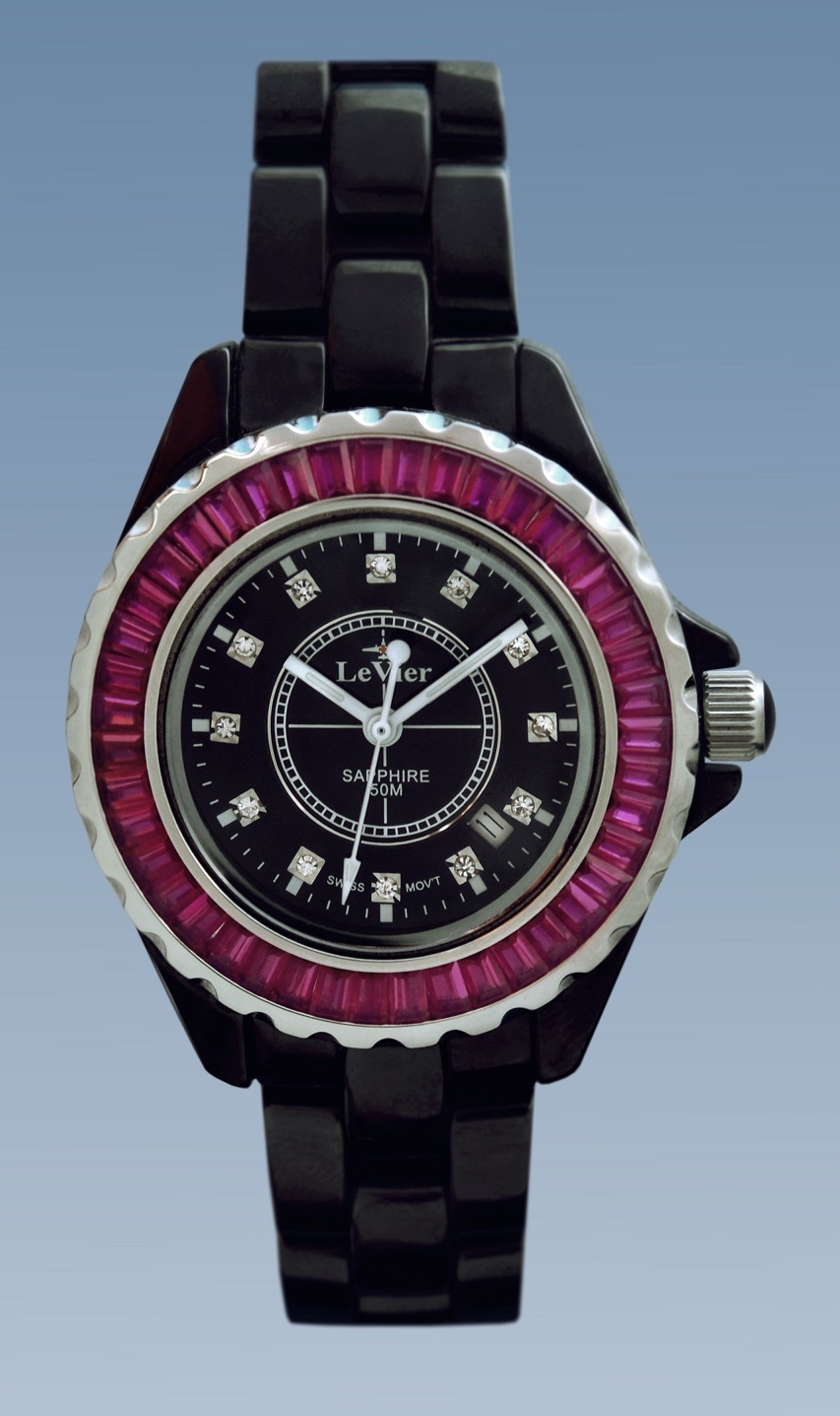 Купить женские керамические часы LeVier L 7514 L Bl/Red