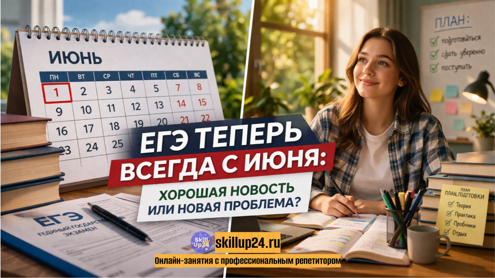 ЕГЭ с июня подготовка к экзаменам школьник уверенность онлайн школа SkillUp24