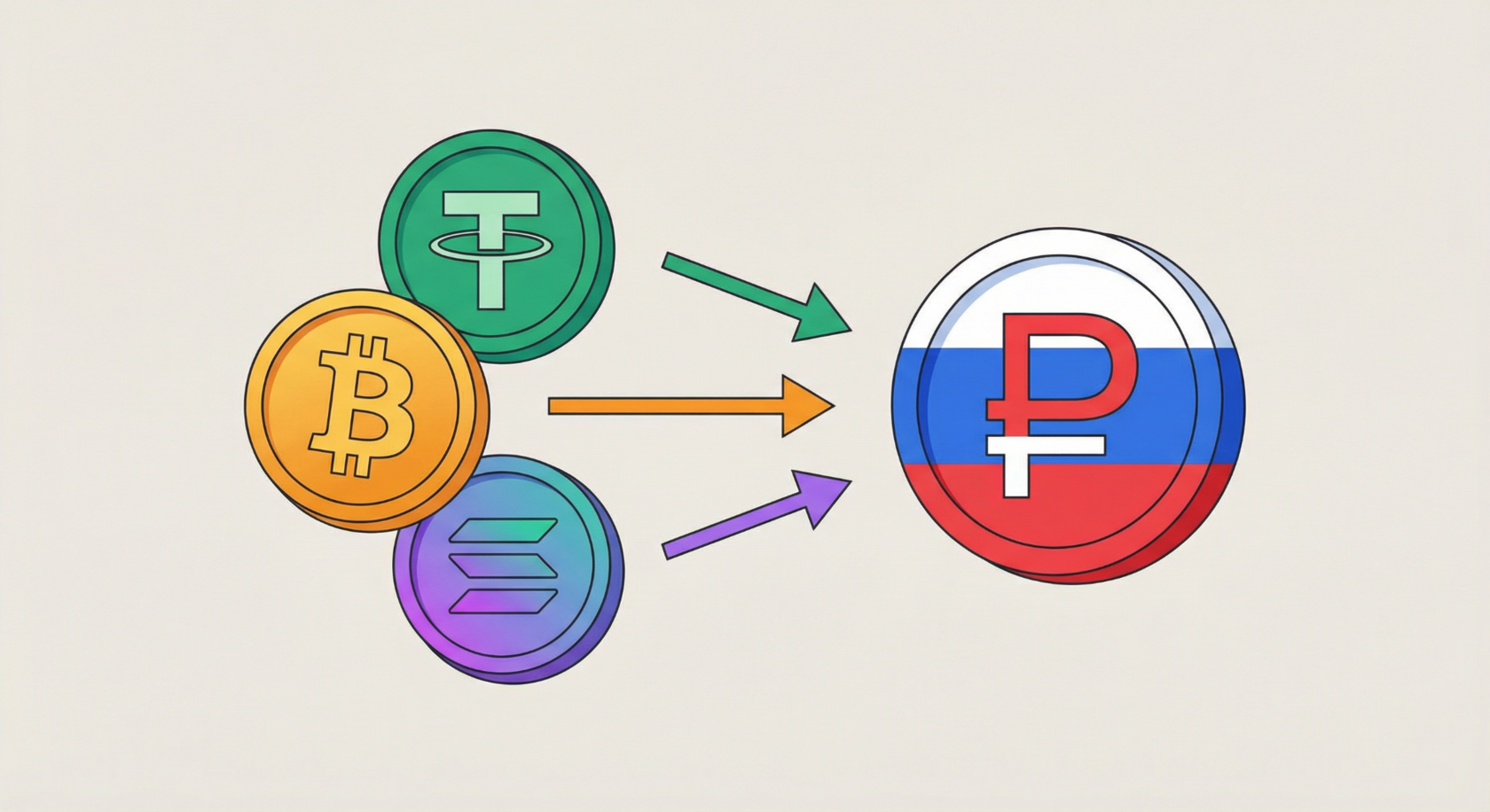 Обмен криптовалюты на рубли
