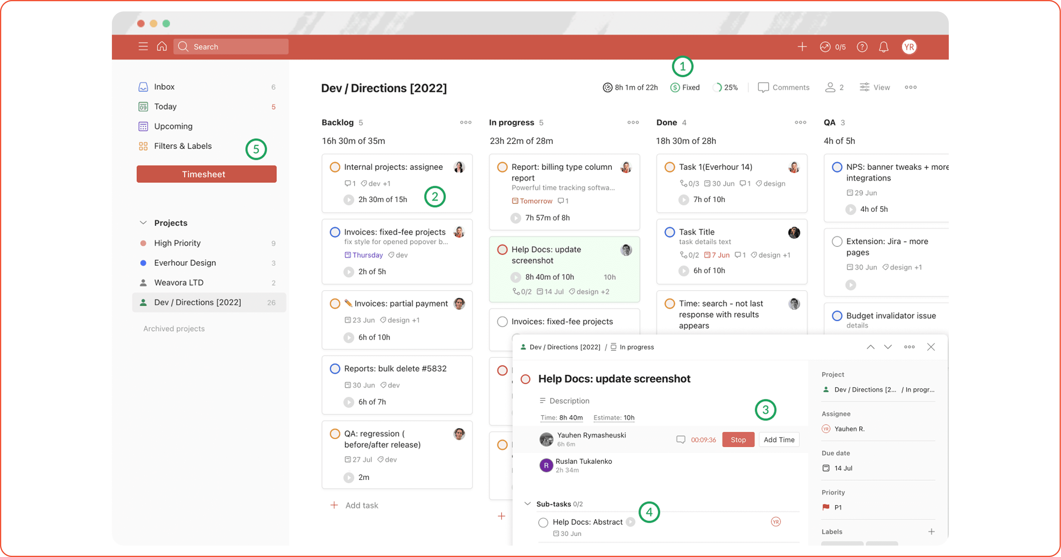 Todoist интерфейс