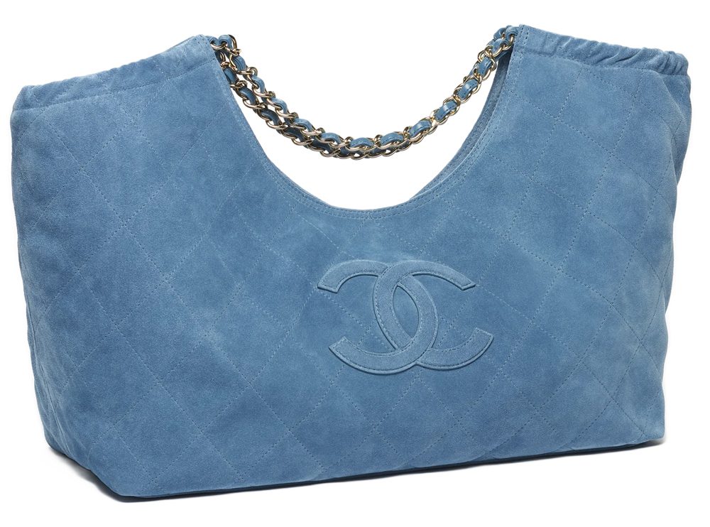 Chanel Blue Suede Shopping Bag