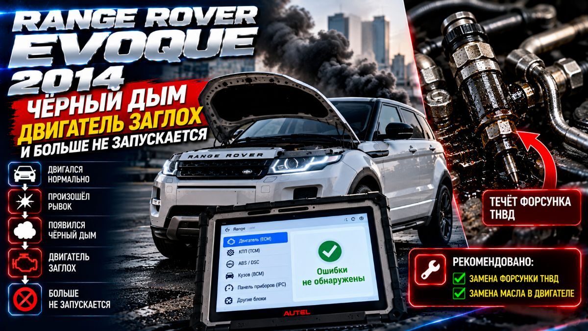 Range Rover Evoque 2014 заглох и не заводится — выездная диагностика