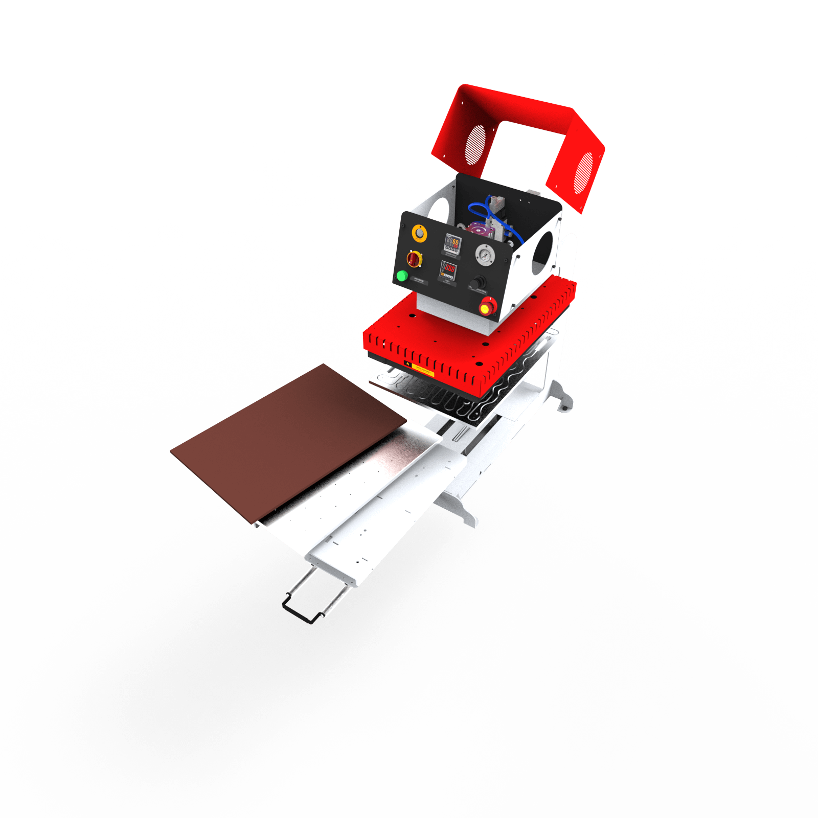 В разрезе показана модель сублимационного термопресса для DTF-печати