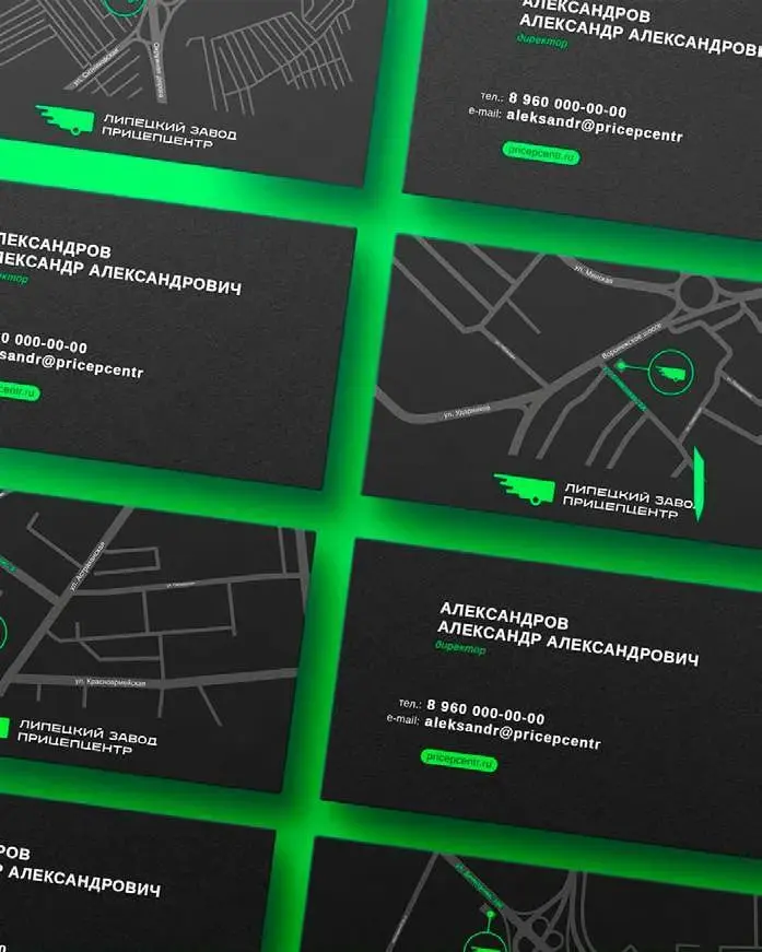 ПрицепЦентр – оригинальные визитки в фирменном стиле