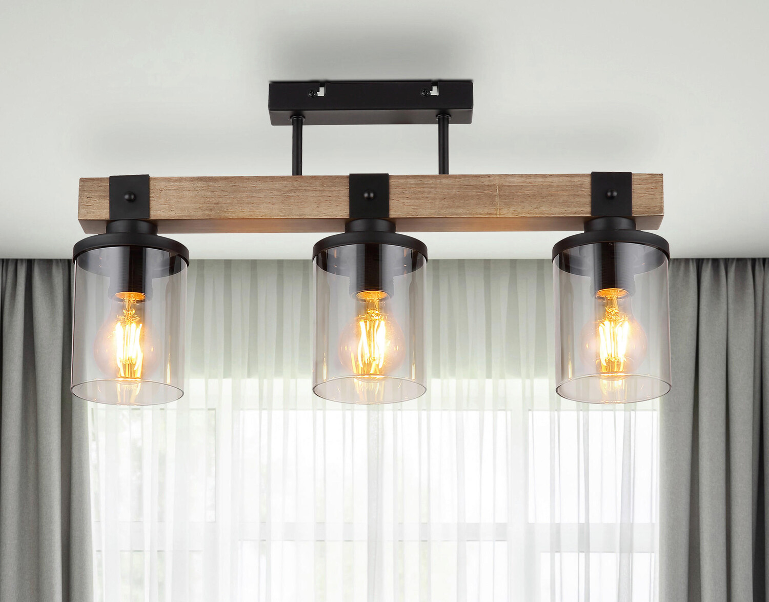 Потолочный светильник с дымчатым стеклом из Германии