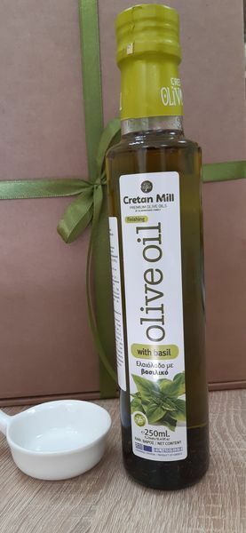 Оливковое масло CRETAN MILL нерафинированное Extra Virgin с базиликом (Греция) 0,25л​