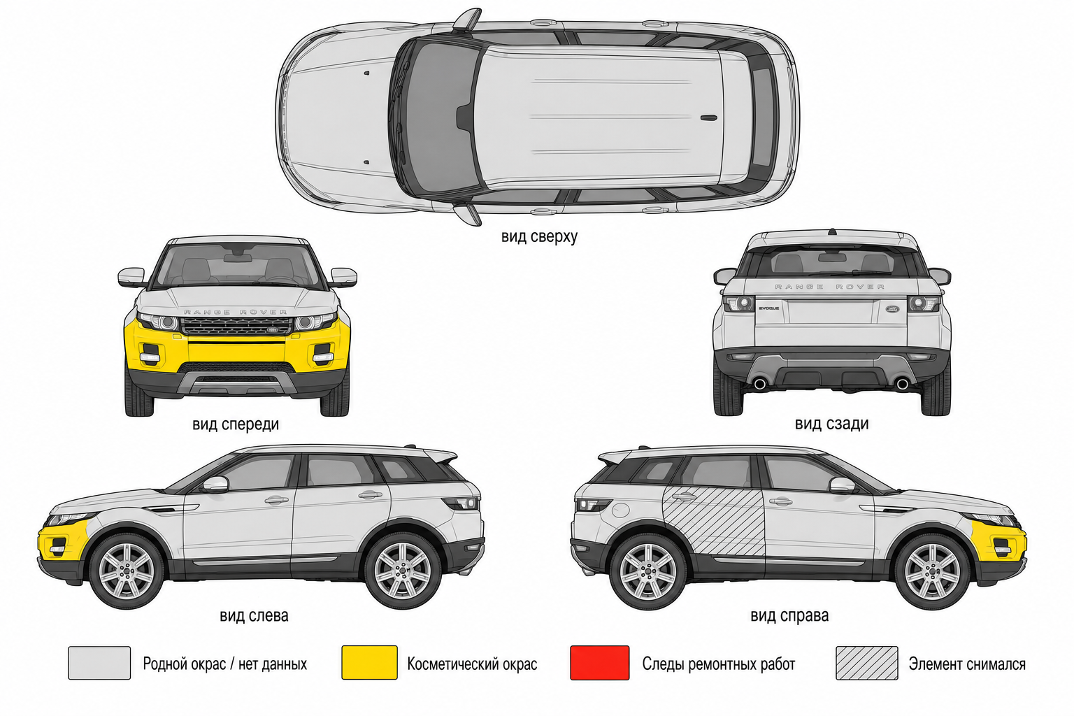 Карта ЛКП Range Rover Evoque