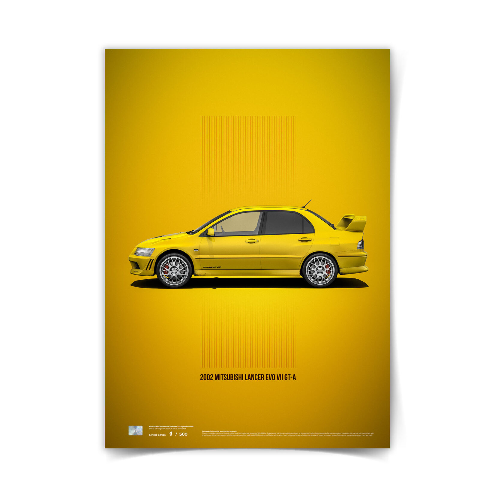 Купить постер Mitsubishi Lancer Evolution VII GT-A Yellow – Aclassica