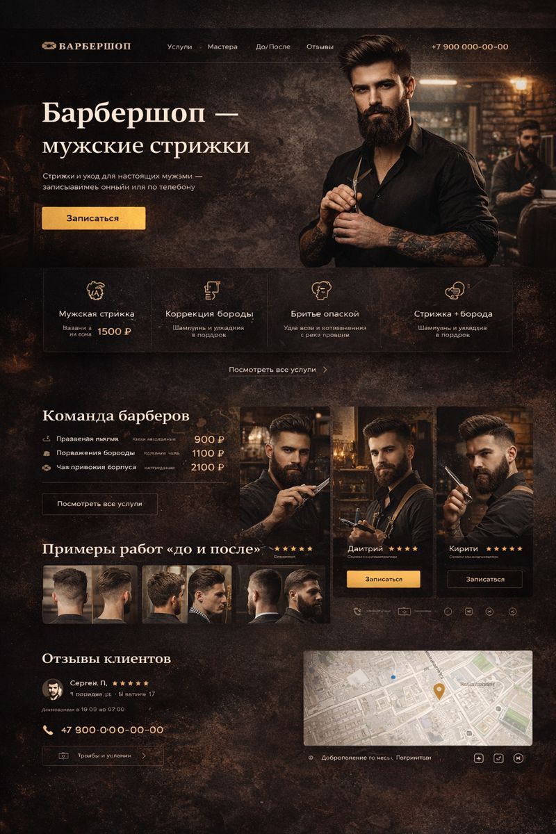 Лендинг: барбершоп