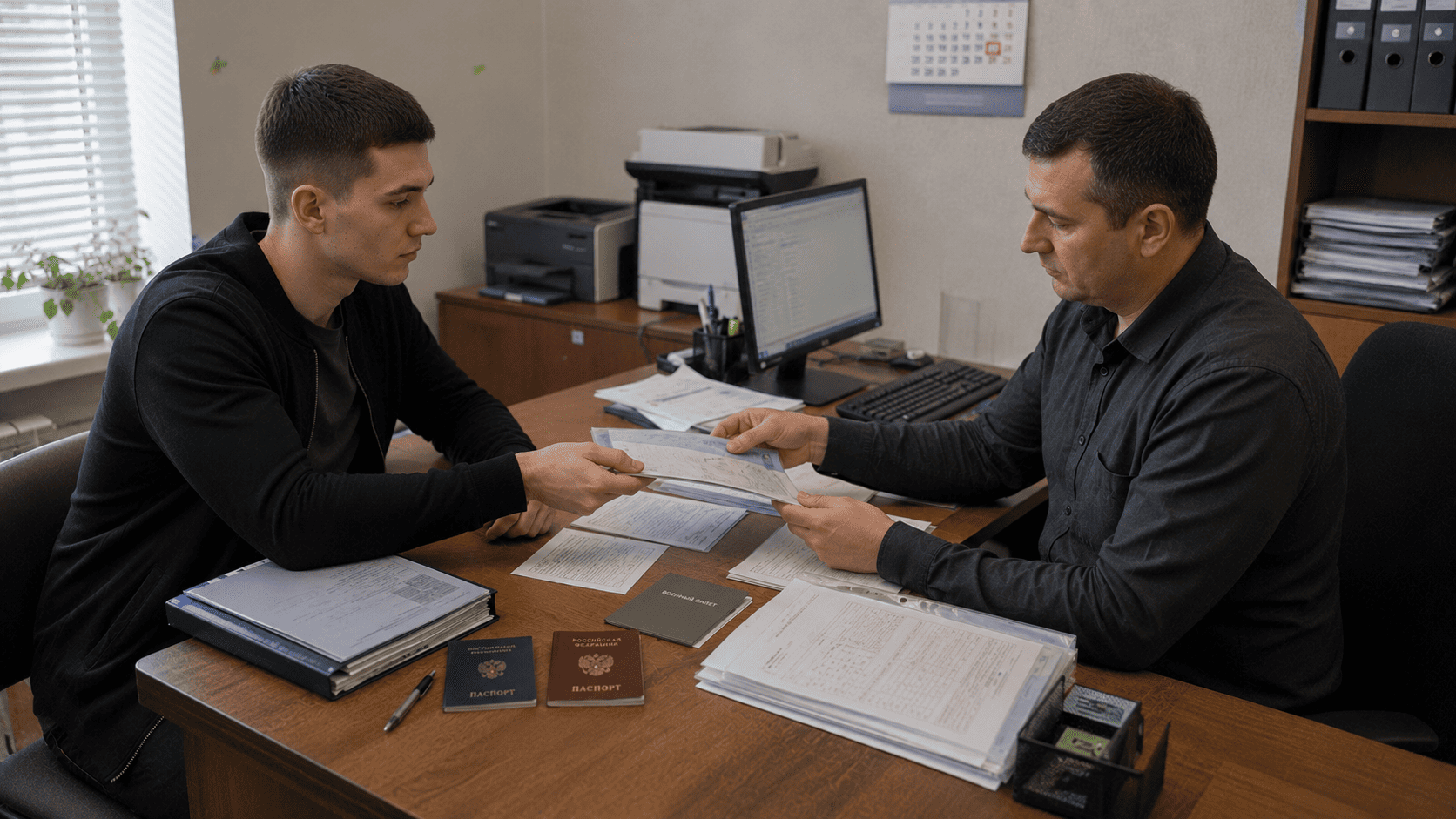 Молодой мужчина подаёт документы о постоянном проживании за границей