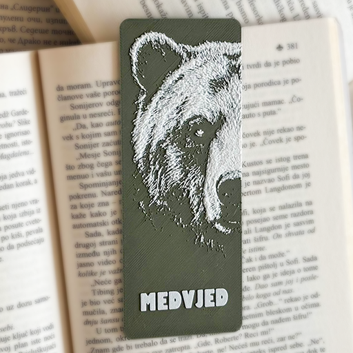 Bookmarker Medvjed – obeleživač za knjige sa motivom medvjeda iz kolekcije Životinje Crne Gore