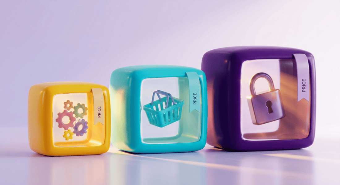 Иллюстрация, изображающая библиотеку шаблонов: несколько разноцветных карточек-макетов развешены на стене, как в галерее