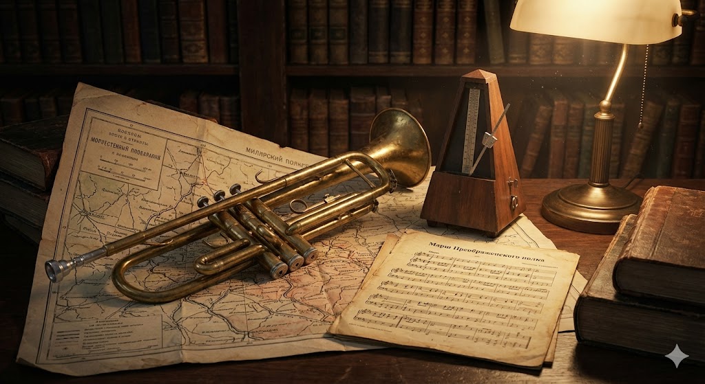 Натюрморт с военной трубой и партитурой