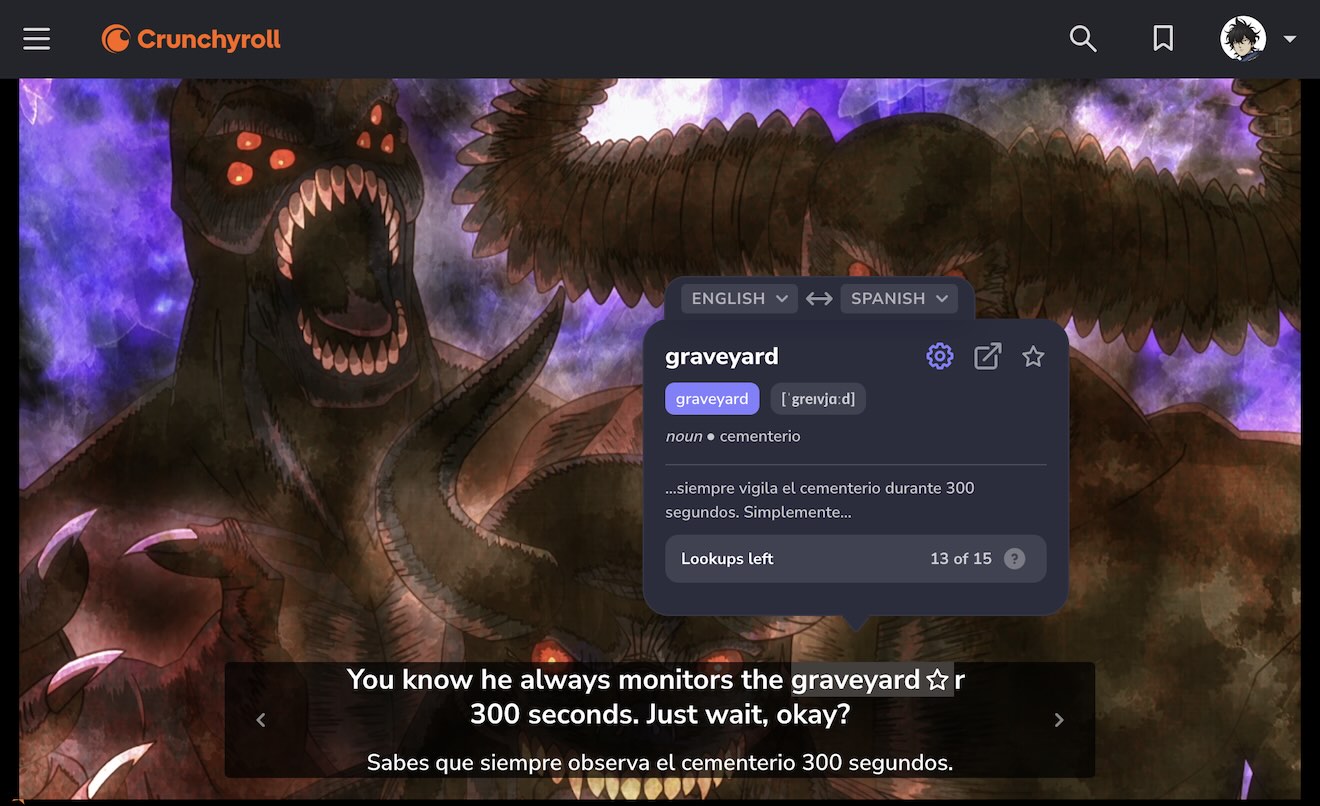 Interactive Dual Subtitles for Support your watching of Crunchyroll ...