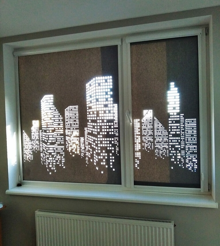 Рулонные шторы с перфорацией \"Ночной город\"