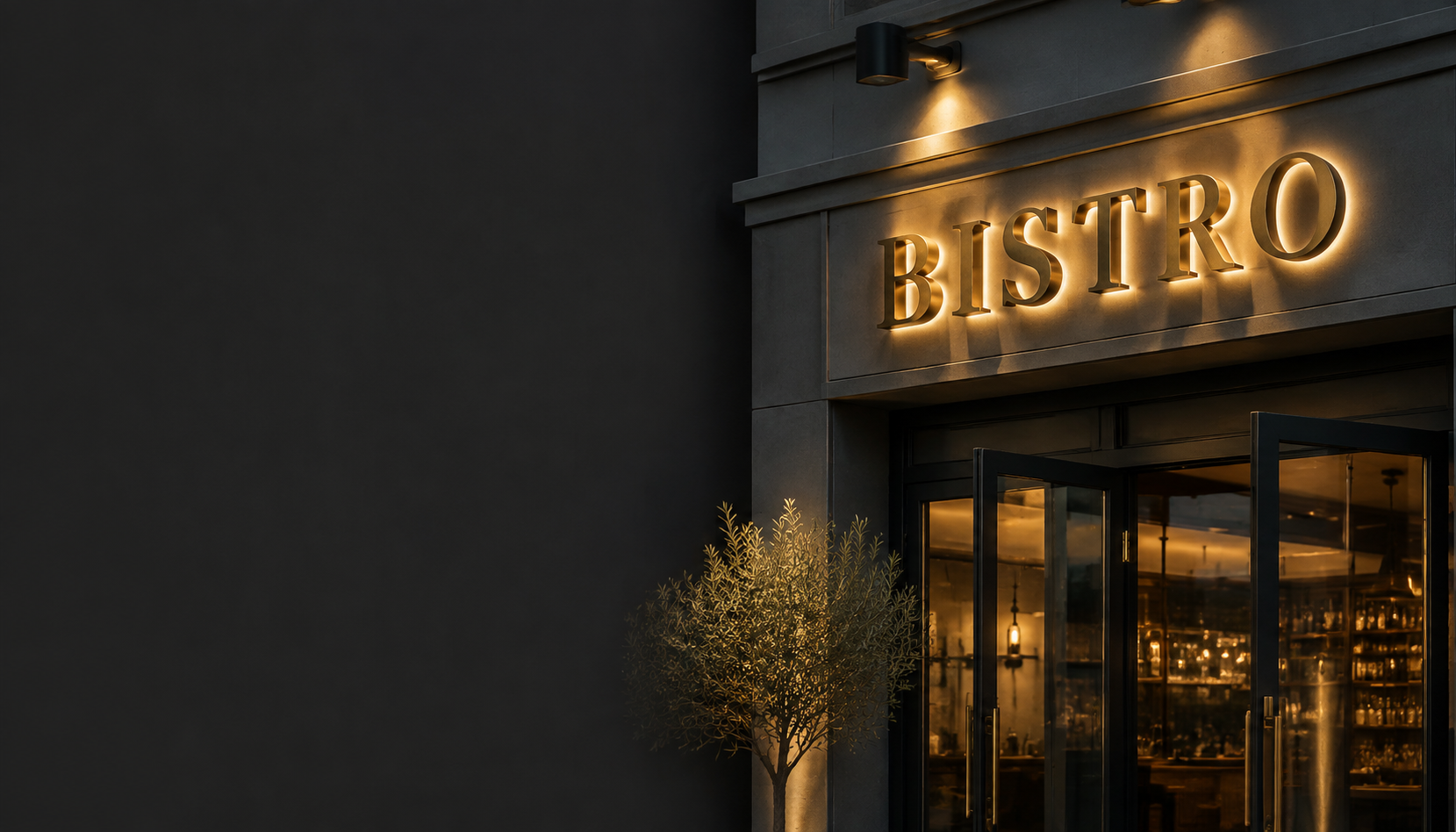 3D Рендер — металлические буквы BISTRO для ресторана