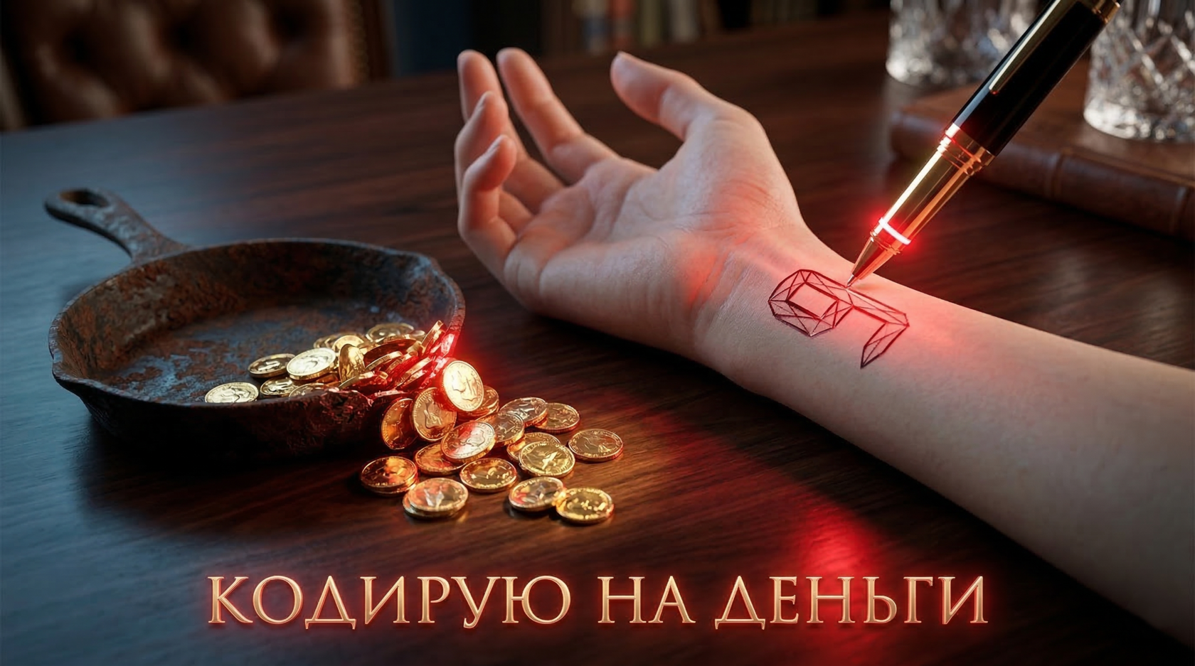Красная ручка для рисования денежной девятки на привлечение быстрых денег