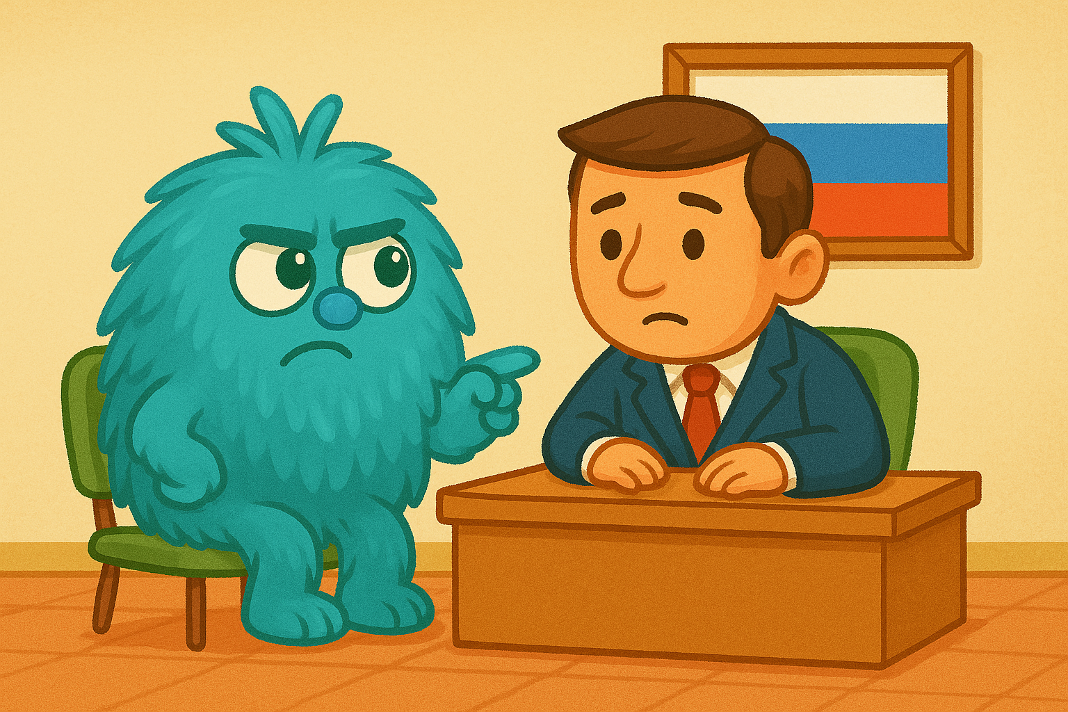 Frustrated international student talking to Russian visa officer after study visa refusal
