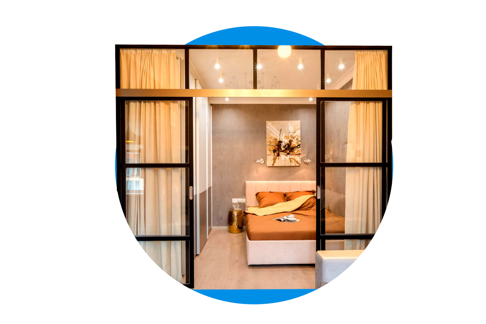 Межкомнатная лофт перегородка с раздвижной дверью в стиле LOFT