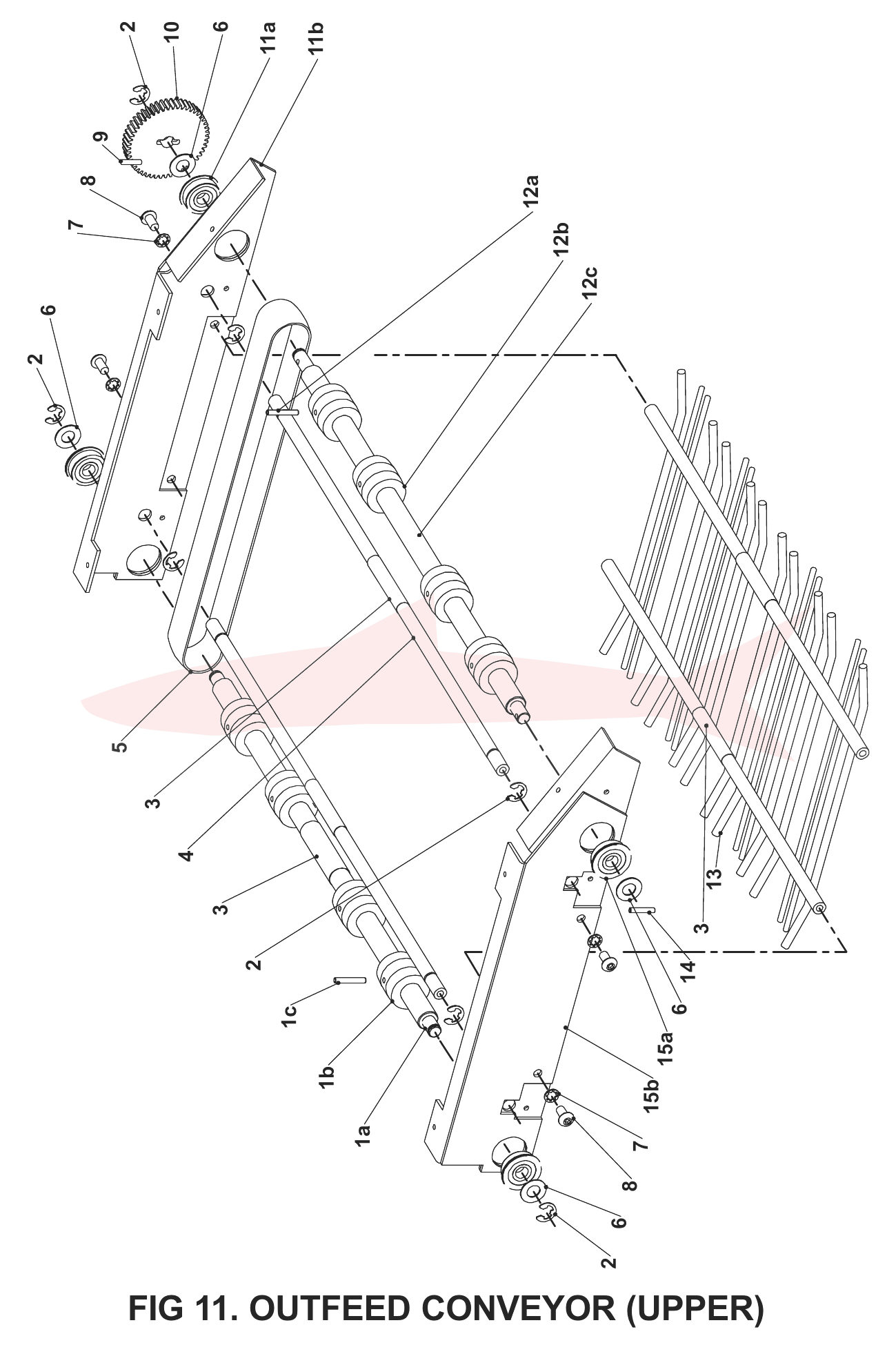 Morgana TrimMaster Pro Fig 11 Outfeed Conveyor Upper Assy — схема деталей