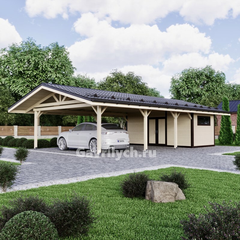 Хозблок с навесом для авто № 1 - Производственная компания Гаврилыч