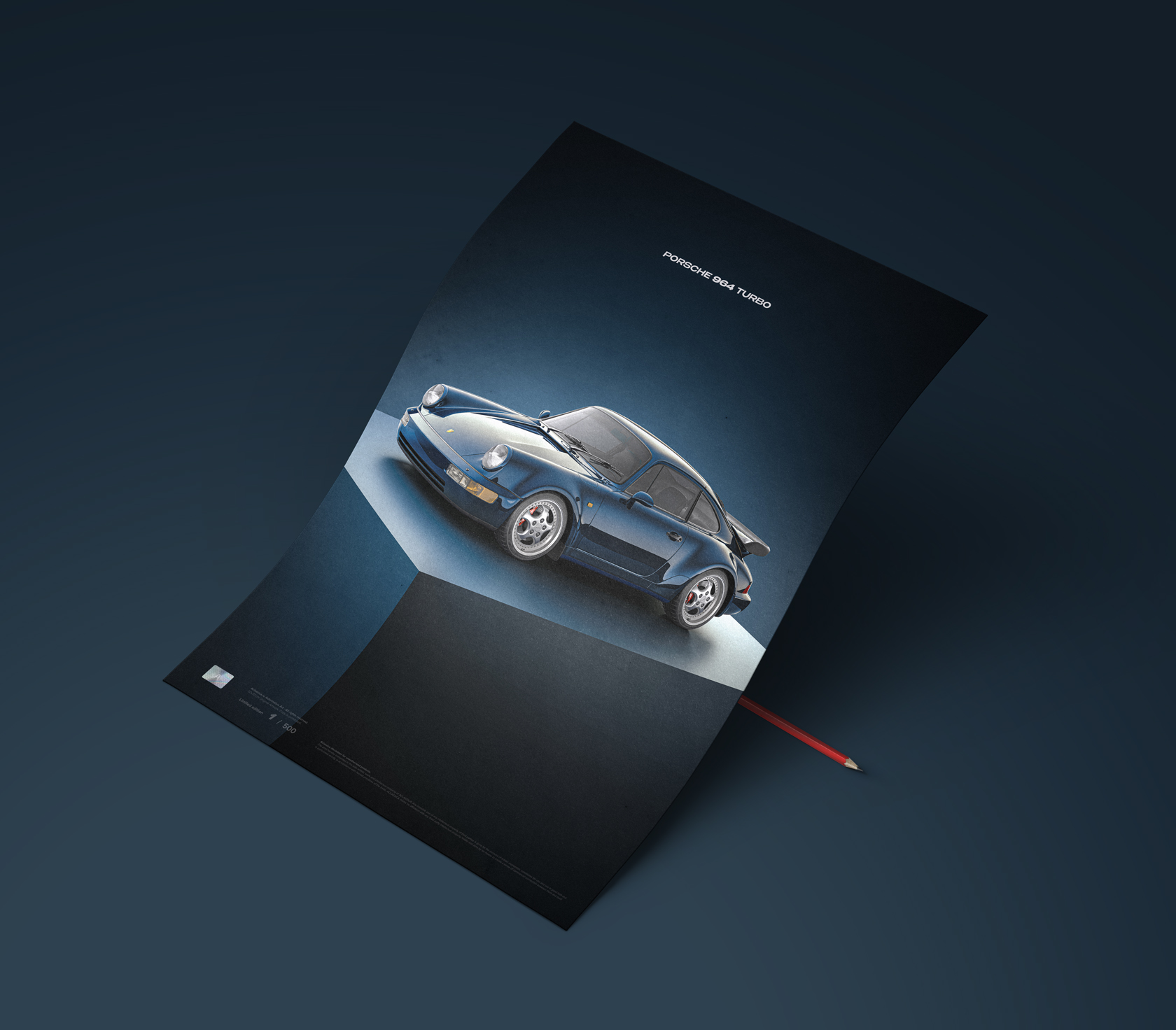 Купить постер Porsche 964 Turbo Blue Box – Aclassica