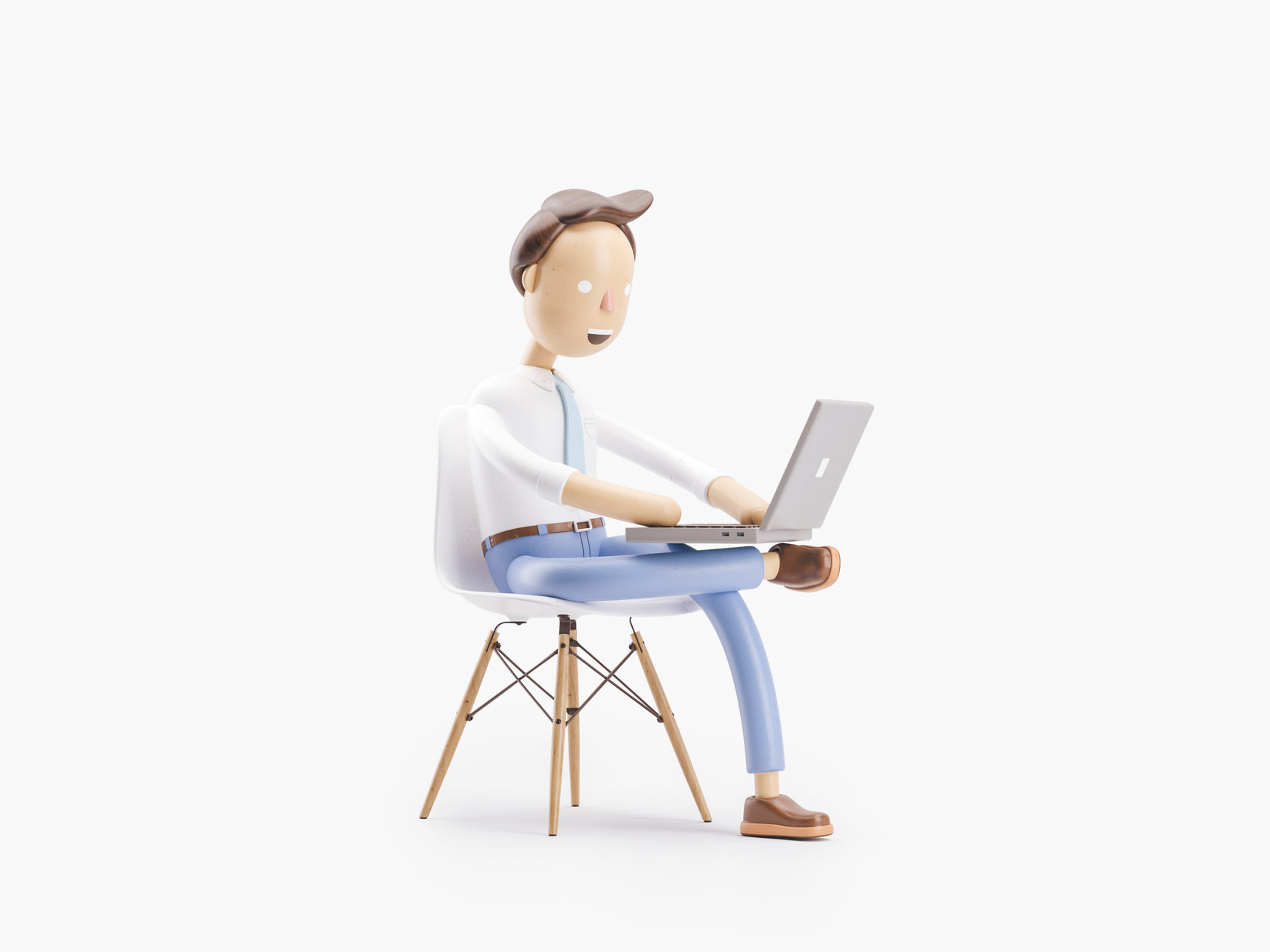 Jim works. 3д персонаж с ноутбуком. 3d герой с ноутбуком иллюстрация