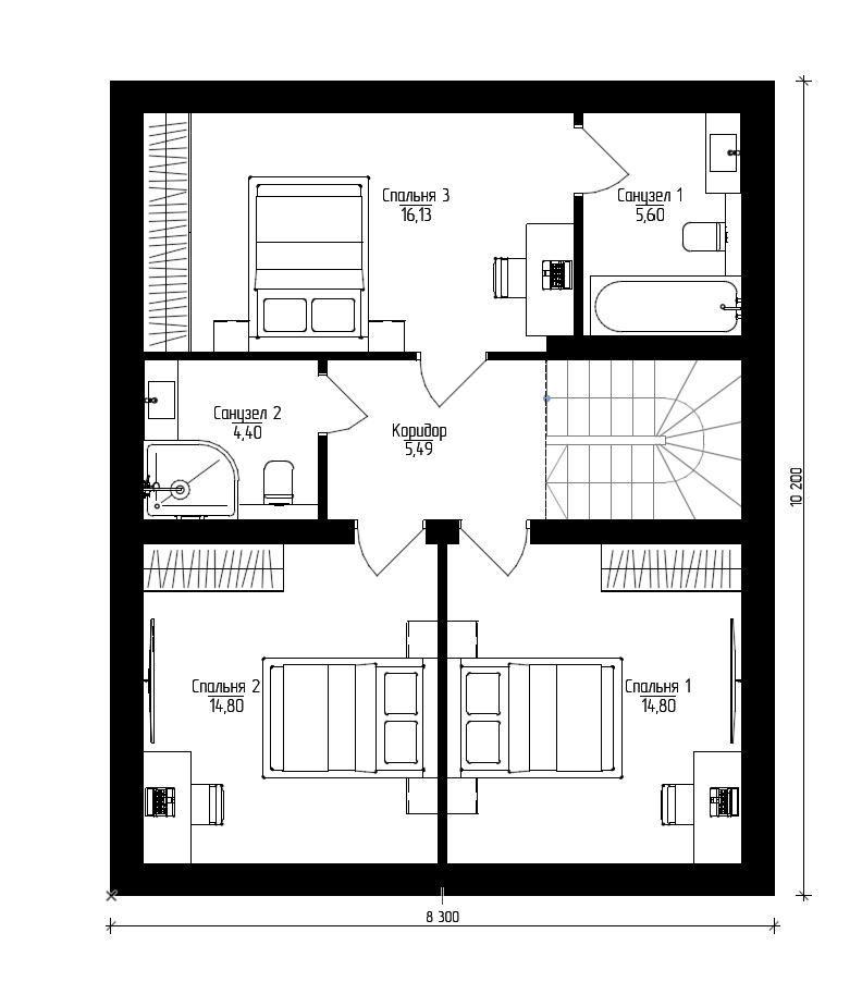 Планировка дома «Этажи», 2 этаж — 126 м²