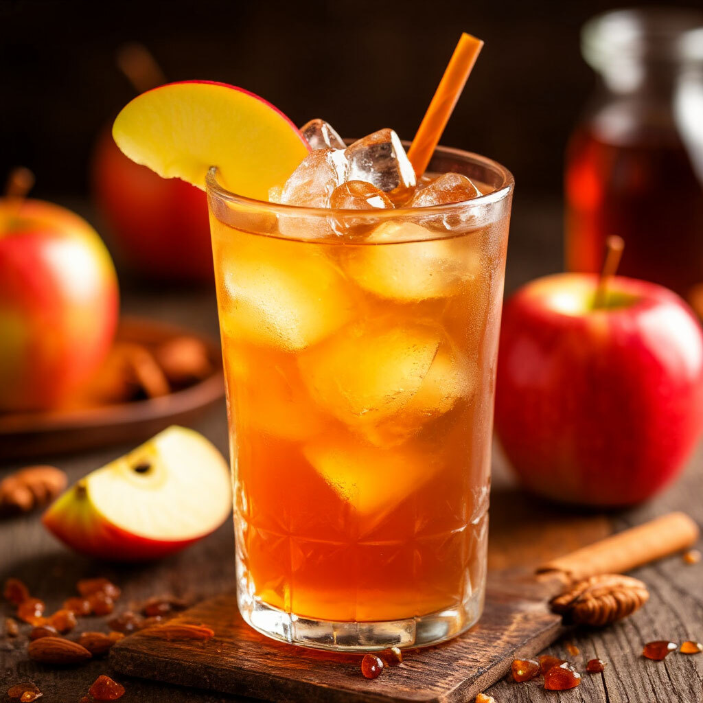 Горячий безалкогольный напиток с яблочным соком и карамелью