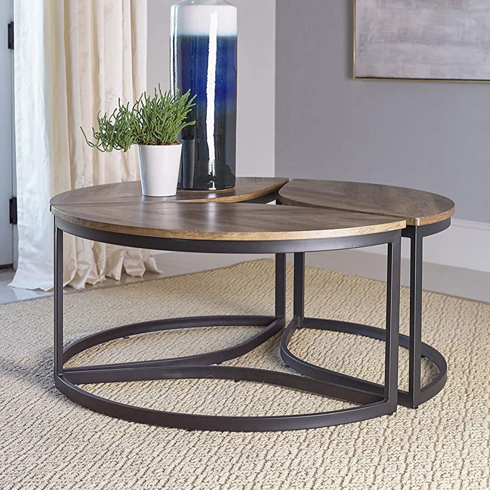 36 Round Wooden And Metal Coffee Tables