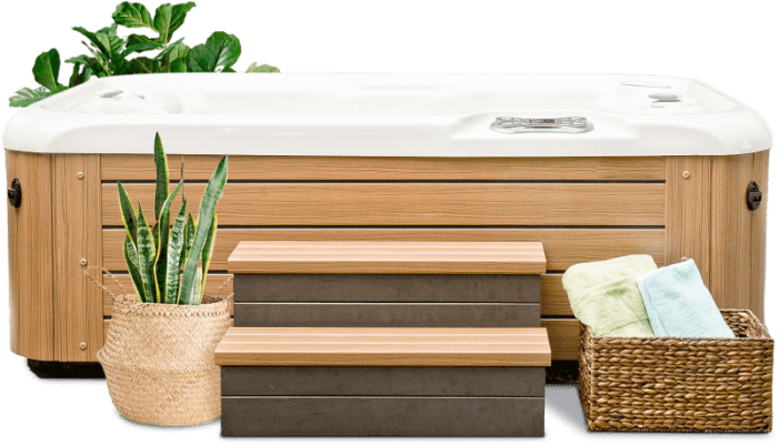 Джакузи, зеленые растение и хранение для полотенец