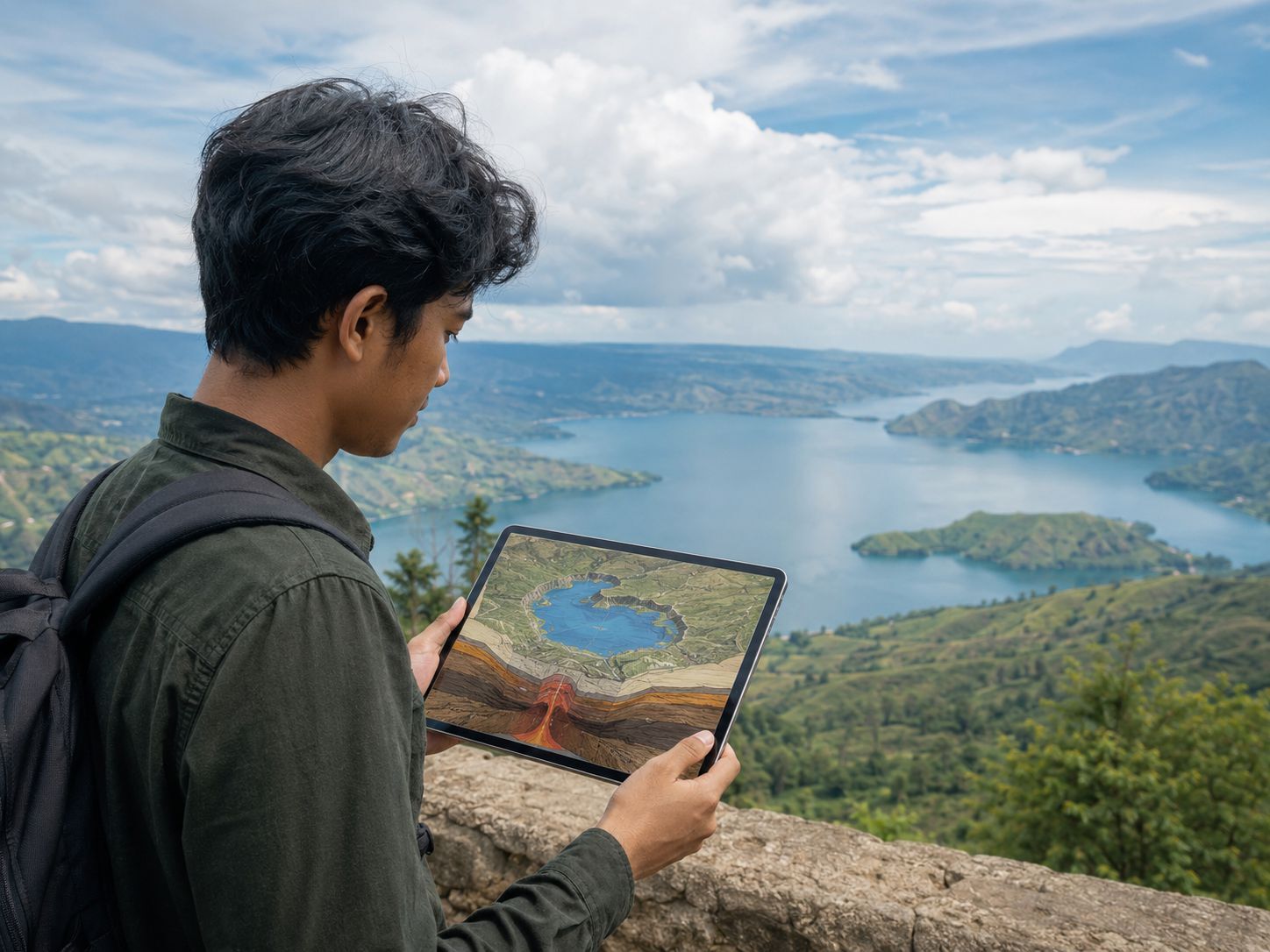 Ilustrasi edukasi Supervulkan Toba terbaru untuk pembaca Indonesia