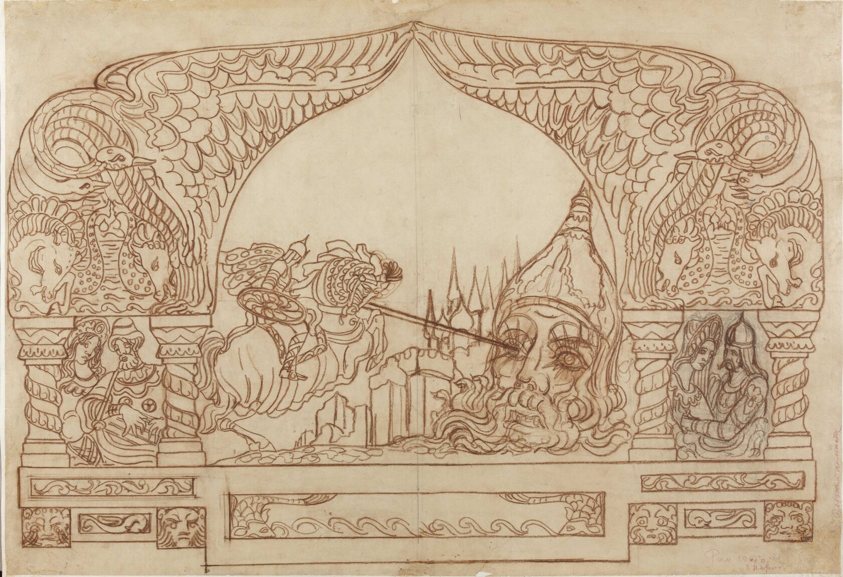  Эскиз декоративного панно для оформления частного дома в Нарни. 1919